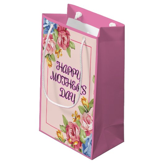 Oprechte Moederdag Flowers Klein Cadeauzakje (Achterkant Gekanteld)