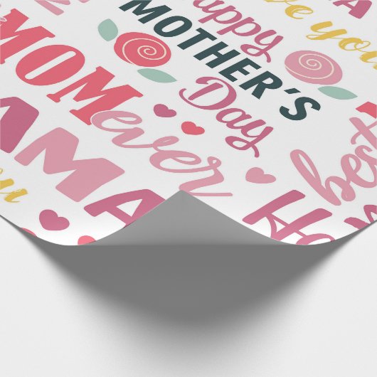 Oprechte Moederdag-typografie Cadeaupapier (Hoek)