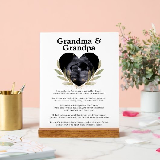 Oprechte oma opa zwangerschapsaankondiging acryl bord (Huwelijk)