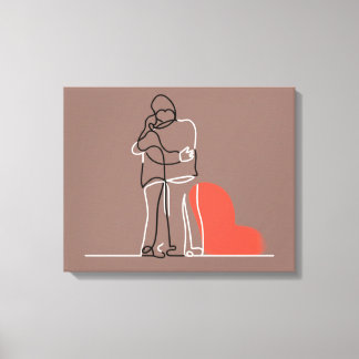 Oprechte omhelzing: Custom One Line Couple Art Gif Canvas Afdruk