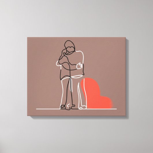 Oprechte omhelzing: Custom One Line Couple Art Gif Canvas Afdruk (Voorkant)