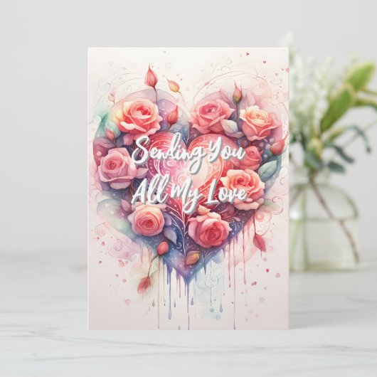 Oprechte romantische artistieke bloemige liefde Gr Kaart (Staand voorkant)