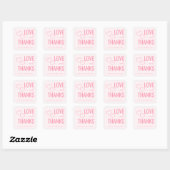 Oprechte Roze Liefde Dank Vierkante Sticker (Vel)
