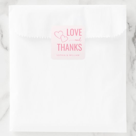 Oprechte Roze Liefde Dank Vierkante Sticker (Tas)