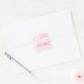 Oprechte Roze Liefde Dank Vierkante Sticker (Envelop)