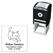 Oprekkende Witte Kat Adres Zelfinktende Stempel (In situ)