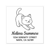 Oprekkende Witte Kat Adres Zelfinktende Stempel (Design)