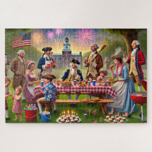 Oprichters 4 juli BBQ Patriottische Geschiedenis Legpuzzel