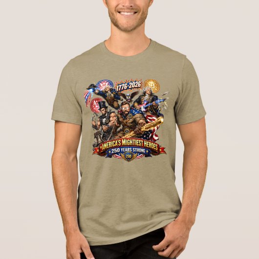 Oprichters Superheldenploeg 250e Verjaardag Tri-Blend Shirt (Voorkant)