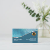 Oprichting Elegant Cyan Cloud Grunge Gold Wave CEO Visitekaartje (Staand voorkant)