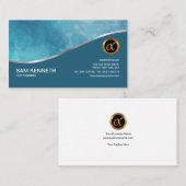 Oprichting Elegant Cyan Cloud Grunge Gold Wave CEO Visitekaartje (Voorkant / Achterkant)
