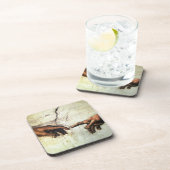 Oprichting van Adam - Hands Michelangelo 1475 - 15 Bier Onderzetter (Rechterzijde)