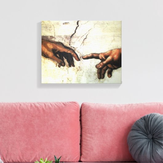 Oprichting van Adam - Hands Michelangelo 1475 - 15 Canvas Afdruk (Insitu (Woonkamer))