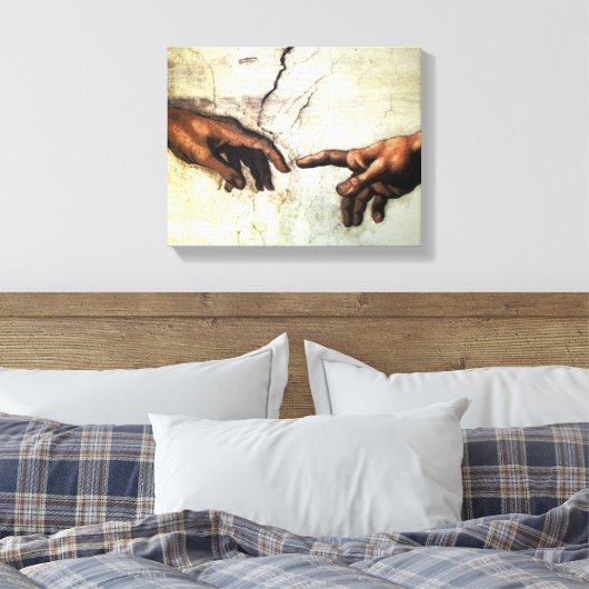Oprichting van Adam - Hands Michelangelo 1475 - 15 Canvas Afdruk (Insitu (Slaapkamer))