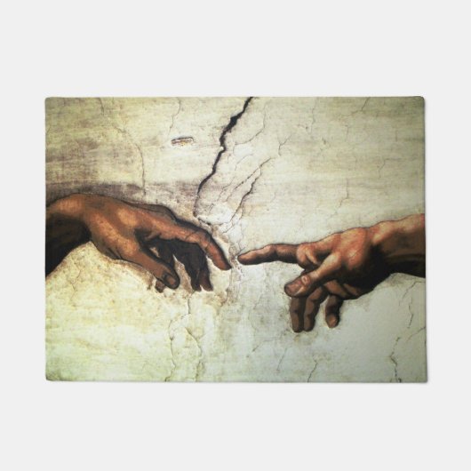 Oprichting van Adam - Hands Michelangelo 1475 - 15 Deurmat (Voorkant)