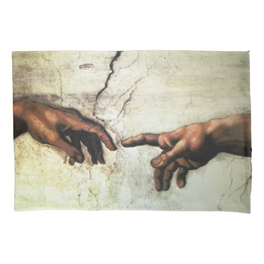 Oprichting van Adam - Hands Michelangelo 1475 - 15 Kussensloop (Voorkant)