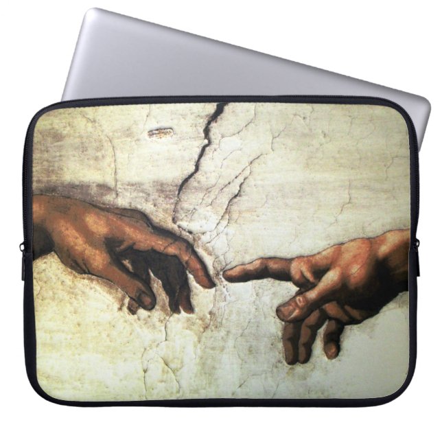 Oprichting van Adam - Hands Michelangelo 1475 - 15 Laptop Sleeve (Voorkant)