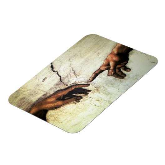 Oprichting van Adam - Hands Michelangelo 1475 - 15 Magneet (Linkerzijde)