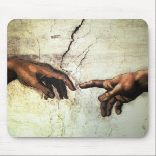 Oprichting van Adam - Hands Michelangelo 1475 - 15 Muismat