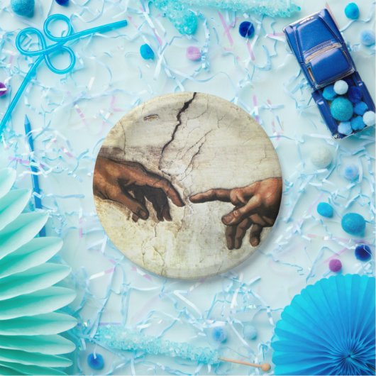 Oprichting van Adam - Hands Michelangelo 1475 - 15 Papieren Bordje (Feest)