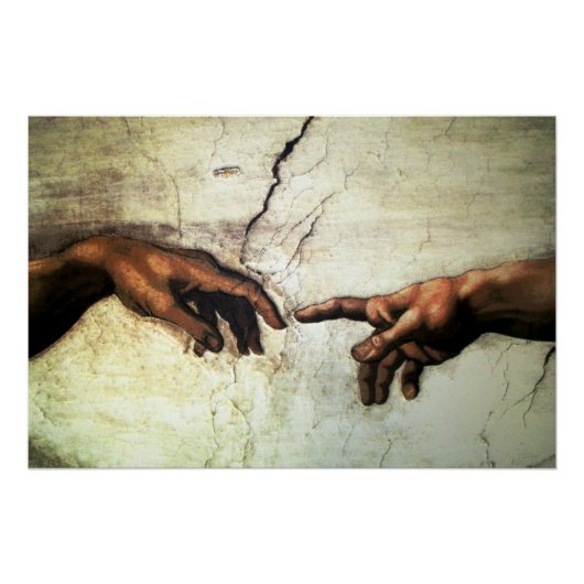 Oprichting van Adam - Hands Michelangelo 1475 - 15 Perfect Poster (Voorkant)