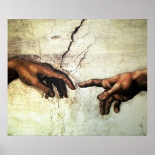 Oprichting van Adam - Hands Michelangelo 1475 - 15 Poster