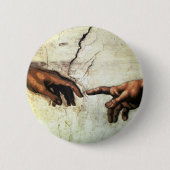 Oprichting van Adam - Hands Michelangelo 1475 - 15 Ronde Button 5,7 Cm (Voorkant)