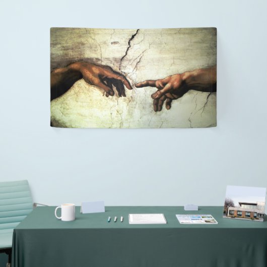 Oprichting van Adam - Hands Michelangelo 1475 - 15 Spandoek (Beurs)
