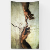 Oprichting van Adam - Hands Michelangelo 1475 - 15 Spandoek (Verticaal)