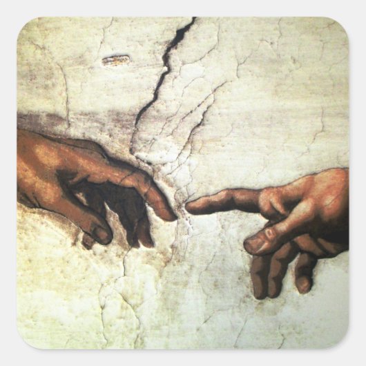 Oprichting van Adam - Hands Michelangelo 1475 - 15 Vierkante Sticker (Voorkant)