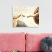Oprichting van Adam Hands - Michelangelo Canvas Afdruk (Insitu (Woonkamer))