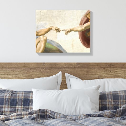 Oprichting van Adam Hands - Michelangelo Canvas Afdruk (Insitu (Slaapkamer))