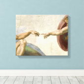 Oprichting van Adam Hands - Michelangelo Canvas Afdruk (Insitu (Houten vloer))