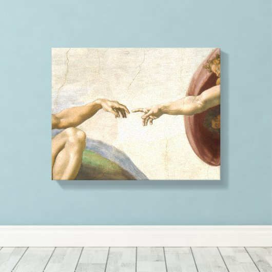 Oprichting van Adam Hands - Michelangelo Canvas Afdruk (Insitu (Houten vloer))