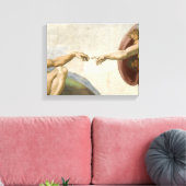 Oprichting van Adam Hands - Michelangelo Canvas Afdruk (Insitu (Woonkamer))