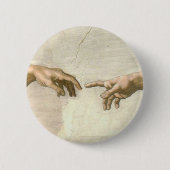 Oprichting van Adam Hands - Michelangelo Ronde Button 5,7 Cm (Voorkant)