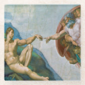 Oprichting van Adam - Michelangelo 1475 - 1564 Glazen Onderzetter (Voorkant)