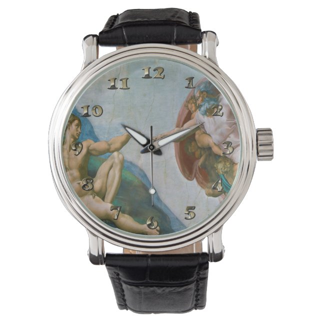Oprichting van Adam - Michelangelo 1475 - 1564 Horloge (Voorkant)