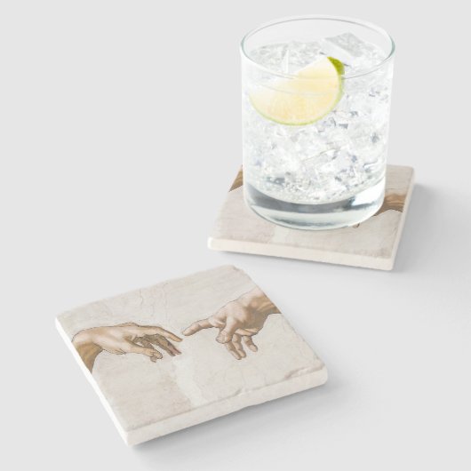 Oprichting van Adam Sistine Chapel - Michelangelo Stenen Onderzetter (Zijkant)