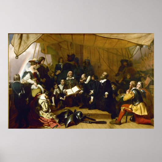 Oprichting van de pelgrims door Robert W. Weir Poster (Voorkant)