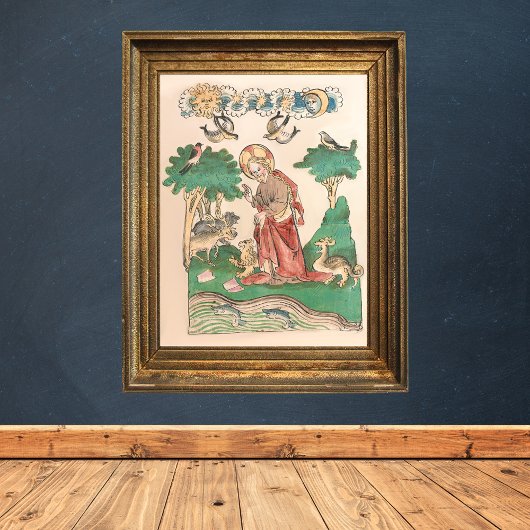 Oprichting van de wereld - Bijbelmiddeleeuwse manu Poster