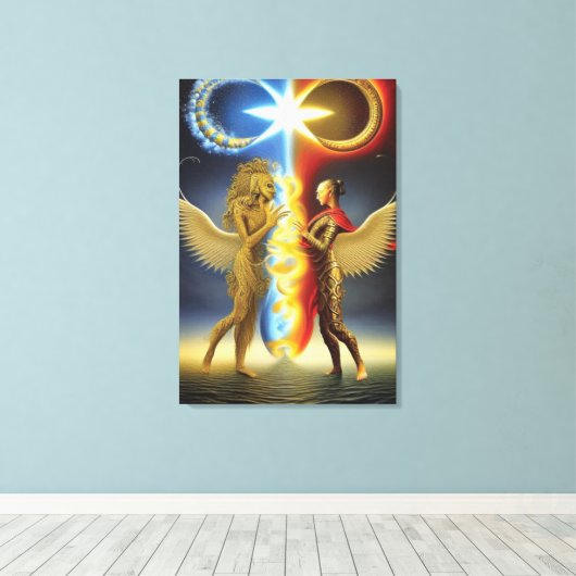 Oprichting van de yin- en Yang Canvas-afdruk Canvas Afdruk (Insitu (Houten vloer))