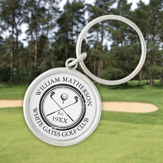 Oprichtingsdatum gepersonaliseerde golfclubnaam sleutelhanger