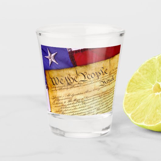 Oprichtingstijdperk Patriottisch Schrift Shot Glas (Voorkant)