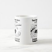 Opritten en blokbestrating Cartoon. Koffiemok (Center)