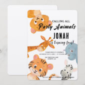 Oproep aan alle feestbeesten, Kids Safari Feestje Kaart (Voorkant / Achterkant)