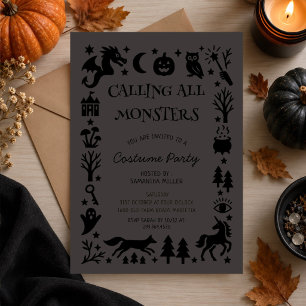 Oproep aan alle monsters Halloween verkleedfeest Kaart