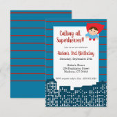 Oproep aan alle superhelden! Uitnodiging voor verj (Voorkant / Achterkant)