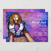 Oproep aan de Torah Bat Mitzvah Uitnodiging hebrew (Voorkant / Achterkant)