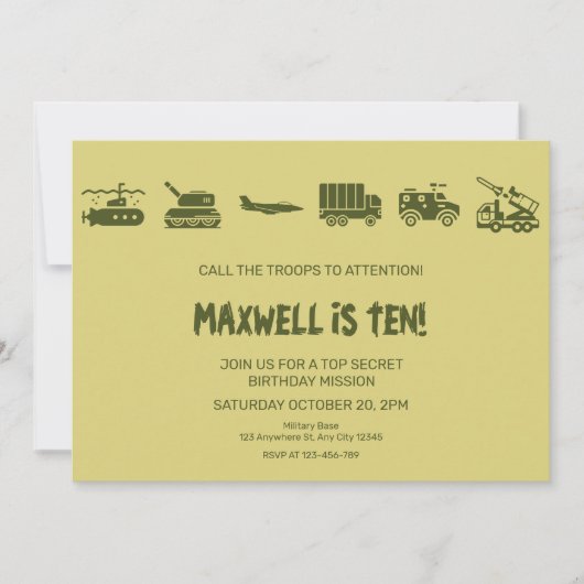 Oproep aan troepen om verjaardagsuitnodiging te me kaart (Voorkant)